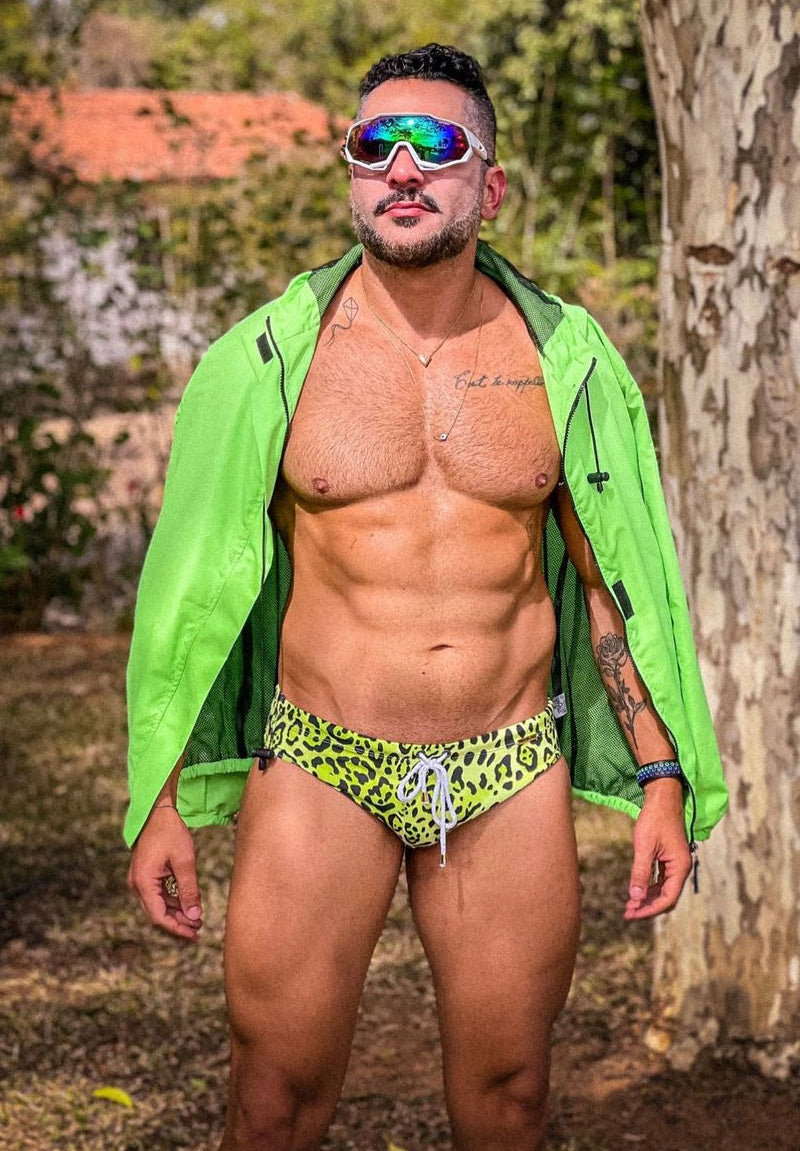 Brief 5cm Moda Brasil Swimwear Neon Tiger